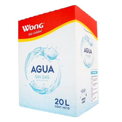 Caja de Agua de Mesa Sin Gas Wong 20L para magdalena